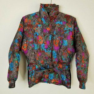 Vintage Womens Ski Jacket Multi-Colored Print 80s